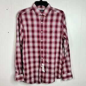 Club Room Mens Casual Button Down Shirt Size Small Red‎ Plaid Long Sleeve New